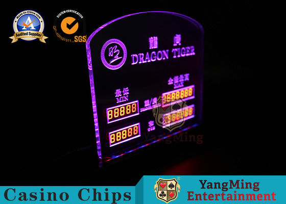High-Through Acrylic LED Lights Electronic Digital Lights Betting Limit Red Signs Entertainment Baccarat Poker Table