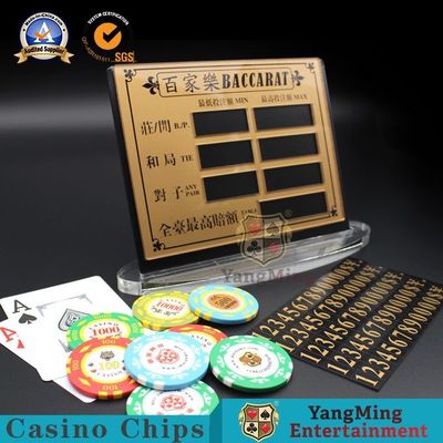 Golden Transparent Acrylic Baccarat Poker Entertainment Board Game Limited Red Card Texas Chip Table Manual Digital Sign