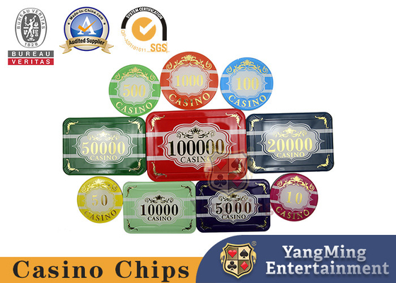 Mua Ma Cao Ba lớp Crystal Acrylic Sòng bài Poker Chip Set 760 Piece Gold Stamping UV sản xuất trực tuyến