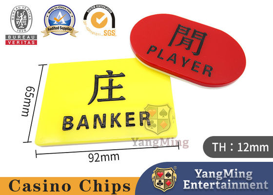 Mua Thẻ bài xì phé Baccarat 12 mm Acrylic khắc tiếng Trung và tiếng Anh Màu đỏ và màu vàng Bàn đánh bài xì phé sản xuất trực tuyến