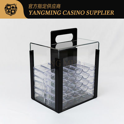 Mua Hoàn toàn minh bạch 1000pcs Poker Clay Round Shape Chips Carrier Acrylic Factory Custom Casino Chip Carrier With Handle sản xuất trực tuyến