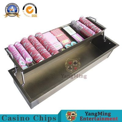 Mua Khay đựng chip hai lớp bằng sắt kim loại màu đồng thau có khóa Baccarat Poker Acrylic Đất sét chống hàng giả Giá đỡ chip sản xuất trực tuyến
