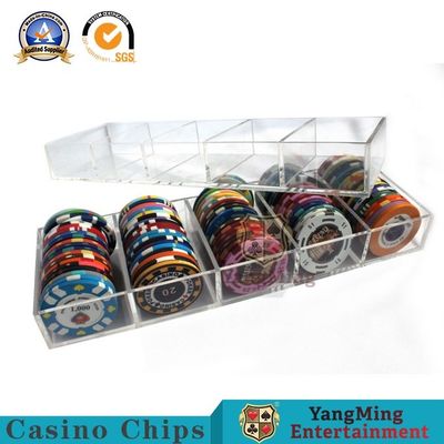 Mua Câu lạc bộ Tùy chỉnh Acrylic dày 100 Yards Hộp chip có thể khóa đầy đủ Tròn trong suốt 50mm Khay chip chống làm giả Poker sản xuất trực tuyến