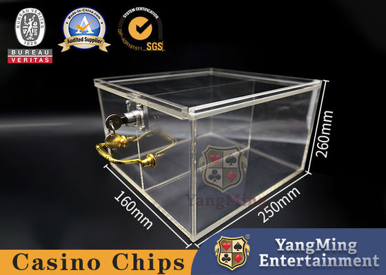 Hộp đựng chip khóa acrylic hoàn toàn trong suốt Hộp quà tặng tay cầm thẻ chip poker