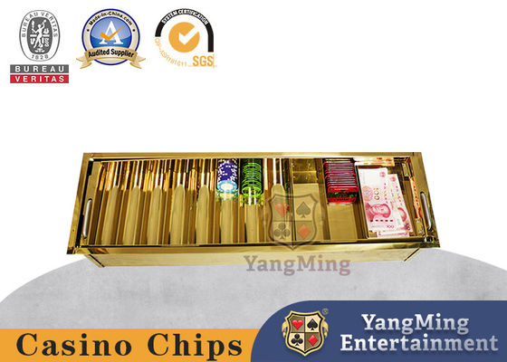 Đĩa bài xì phé bằng kim loại vàng titan Tấm hai lớp bị khóa Hộp bài xì phé trên cùng