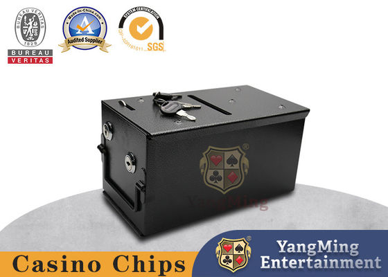 Vật liệu sắt kim loại Sòng bạc có thể khóa Hộp tiền mặt với hai khóa để lưu trữ tiền boa và chip
