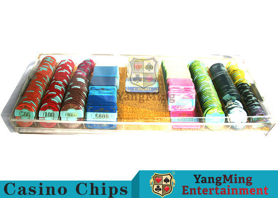Hoàn toàn minh bạch Acrylic 8 khoang khóa chip Box Poker bàn tay cầm chip Tray