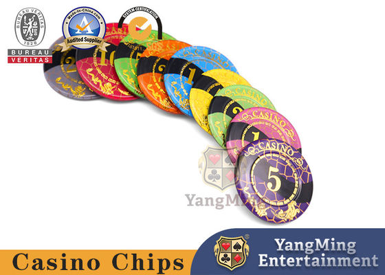 Casino Chips Thiết kế lưới phủ vàng nhiệt độ cao Baccarat Acrylic Crystal Poker Chips
