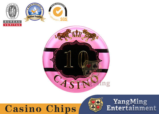 Sòng bạc Baccarat Dragon Tiger Acrylic Pha lê mạ vàng Trò chơi bài Chips Tiền xu