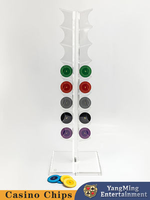 Bàn roulette cờ bạc Acrylic Poker Chip Holder với 16 chip tròn minh bạch được hiển thị