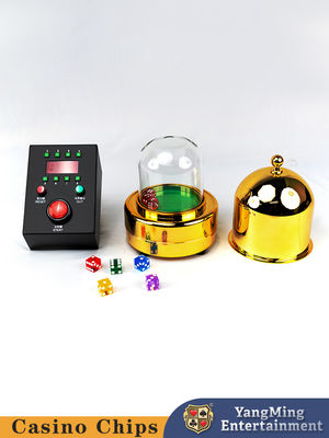 Đồ chơi cá cược điện, hộp điều khiển màu đen, bàn poker kích thước cho casino vàng bóng.