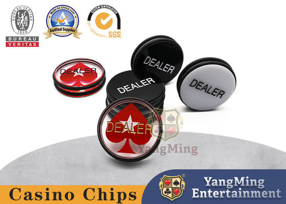 Texas Hold 'Em Màu đen & Trắng Khắc hai mặt Tròn Thẻ chia bài Người chia bài Bộ bài Poker Kích thước bàn Bài ép Vị trí