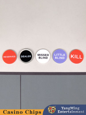 Acrylic Round Texas Size Blind Bet Card với mặt trước và mặt sau in bằng tiếng Anh Texas Hold'Em Button