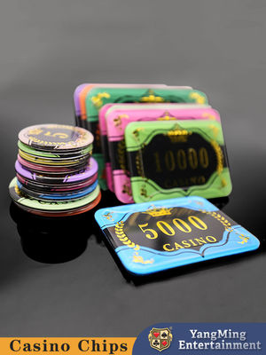 Texas Baccarat Table Sòng bạc Poker Chips Acrylic Gold Stamping Tùy chỉnh