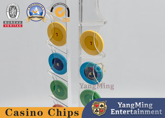 16 cái Sòng bạc trong suốt Chips Chips Trường hợp Bàn đánh bạc Chips tròn Carrier Carrier Roulette Bảng Tùy chỉnh