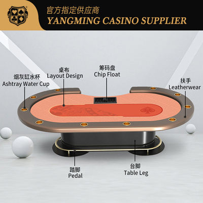 Mới ra mắt 10 người chơi Texas Metal Oval Poker Table International Casino Club Poker Table Games