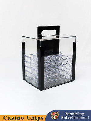 Sòng bạc 1000 chiếc Case Trường hợp Xì phé acrylic cổ điển Nhà cung cấp hoàn toàn trong suốt cho Chip Poker 40MM hoặc 43MM có Tay cầm