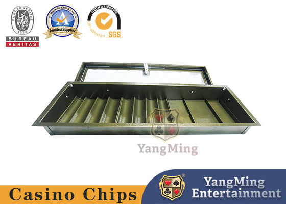 Cao cấp bạc sáng 8 hàng vỏ đất sét gốm chip poker bộ khay chip casino đơn lớp mang