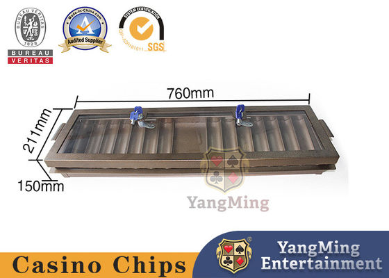 Hộp đựng chip có thể khóa một lớp bằng kim loại bằng đồng thau Baccarat Acrylic Texas Clay Chống hàng giả Khay đựng chip trên mặt bàn