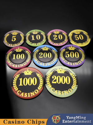 Nhập mẩu Customized Wheat Crown Stamping Acrylic Chips Baccarat Texas Hold'em Casual Games Chips Bàn