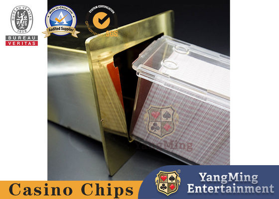 Thép không gỉ Titanium màu vàng 8 bộ bài chơi thẻ người giữ bàn cờ bạc Thẻ loại bỏ người mang bàn poker Hộp kim loại thẻ ẩn