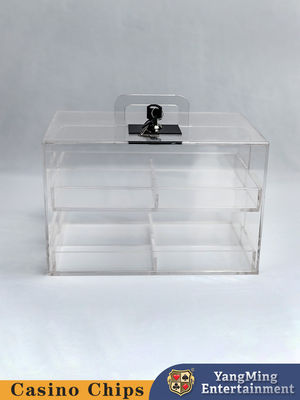 Thạch suốt Acrylic dày Poker Chip Carrying Case Square Chip Case With Lock Poker Table Top