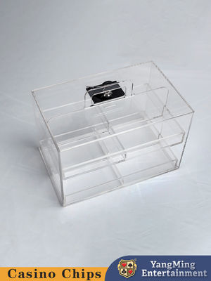 Acrylic Clear Locking Carrying Case Casino Club Poker Game Table Top Chip Case