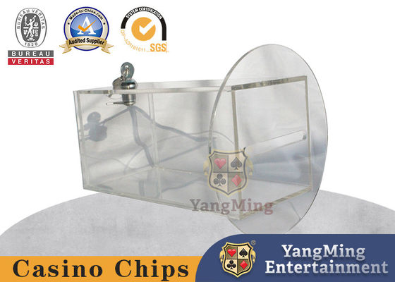 Chơi cờ bạc Baccarat Poker Bàn chơi bài Acrylic Drop Box Cash Holder Đen Vòng đáy Với khóa kim loại