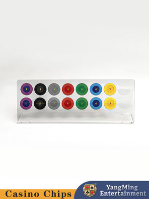 Acrylic minh bạch hai lớp 16 miếng tròn Chip Display Rack Nhà sản xuất Custom Roulette Table Poker Chip Coin Countertop Display Rack
