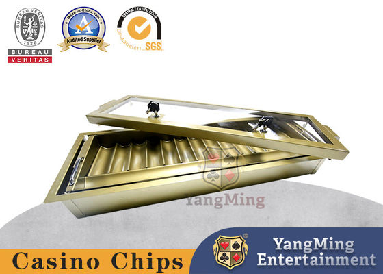 Nhà máy cung cấp 14 hàng màu vàng tươi sáng cờ bạc Chips nổi Chips khóa hai Chips kim loại Chips Case với khóa