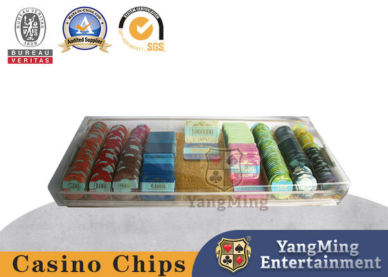 Nhà máy tùy chỉnh Câu lạc bộ sòng bạc Sợi vàng Cấu trúc đáy 8 hàng Chips UV Case RFID Chips Handle Carrier