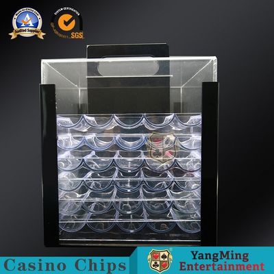 Mờ Texas Clay Poker Chip đựng tiền xu Hộp đựng 1000 miếng Đường kính 40mm Tròn Acrylic Chống hàng giả Hộp đựng chip chống hàng giả