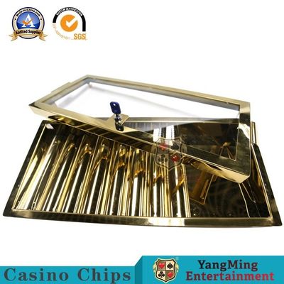 Mạ vàng titan một lớp Mạ có khóa Khay chip cho câu lạc bộ tư nhân Hộp chip kim loại Hộp bài Poker Bảng phụ kiện