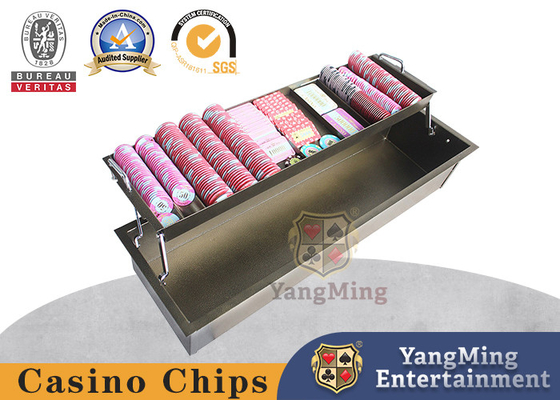 12 lưới mã vòng hai lớp mã vuông với khóa Poker đất sét hộp chip gốm hộp chip sắt