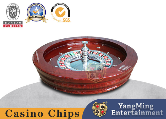 Đốm roulette gỗ sang trọng - Đỏ / nâu Mahogany với bố cục hai số không, vòng bi độ chính xác cao cấp