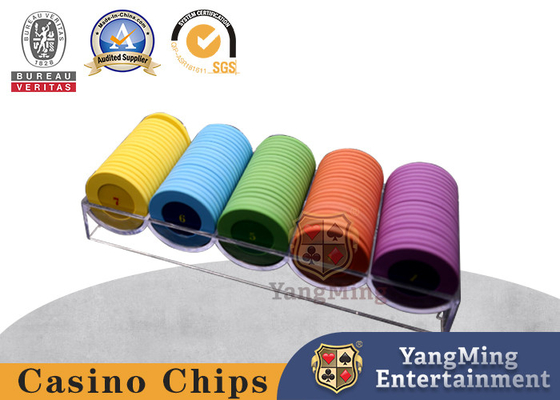 Acrylic trong suốt 5 hàng 40mm Poker Ceramic Chip Tray Casino giải trí Game bàn Chip Tray