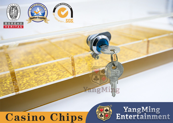 Câu lạc bộ Texas Hold'em Custom-made Countertop Acrylic With Lock Gold Wire Bottom Chip Tray
